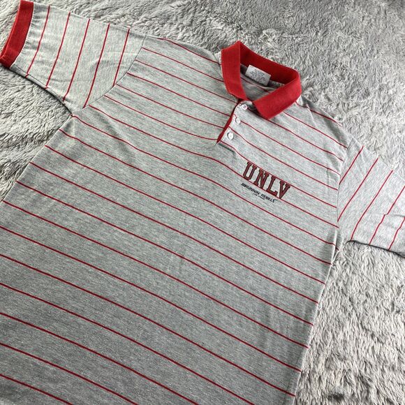 Vintage UNLV Runnin Rebels Polo Shirt Mens Extra Large Gray Red USA Made 90s - Picture 1 of 9